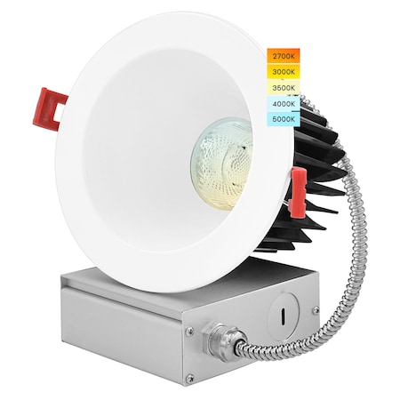 Luxrite 4 Inch Regressed LED Recessed Downlight 5 CCT Selectable 2700K-5000K 18W 1500LM Dimmable LR24930-1PK